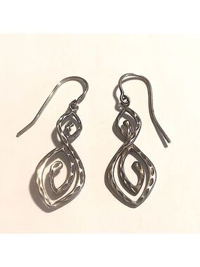 MICHAEL Hill Sterling Silver Diamond Cut Infinity Design Earrings 1.5”